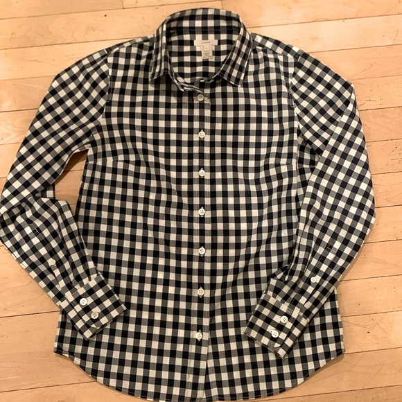 Charming J.Crew Navy Gingham shirt - Picture 1 of 5